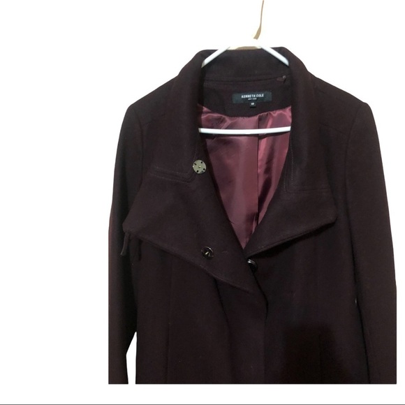 - Kenneth Cole  Asymmetrical Maxi Wrap Coat Rum Raisin Size 10 - Picture 8 of 8